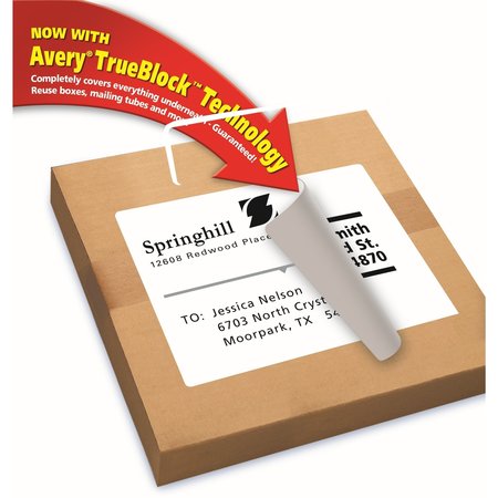Avery Shipping Labels w/TrueBlock Tech, Inkjet Printers, 8.5x11, White, PK25 08165